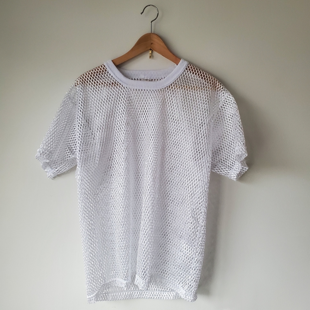 Y2K Rave White Mesh Tshirt Men's Women's Unisex